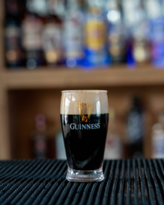 The Baby Guinness Shot on a home bar top