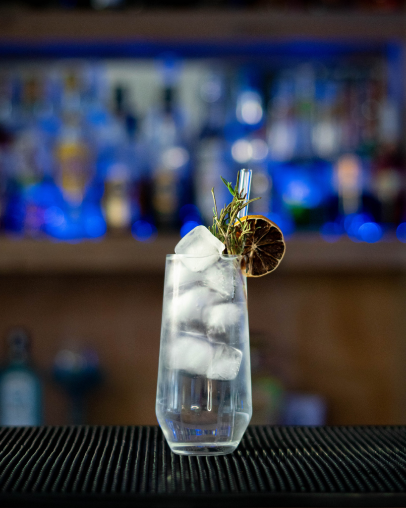 Fluère & Tonic on a bar countertop