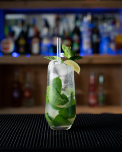 The Mojito Cocktail on a home bar top