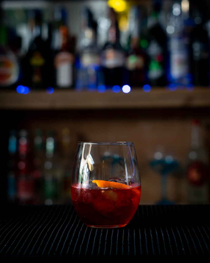 The Negroni on a bar countertop