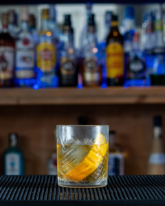 The Old Fashioned on a home bartop.