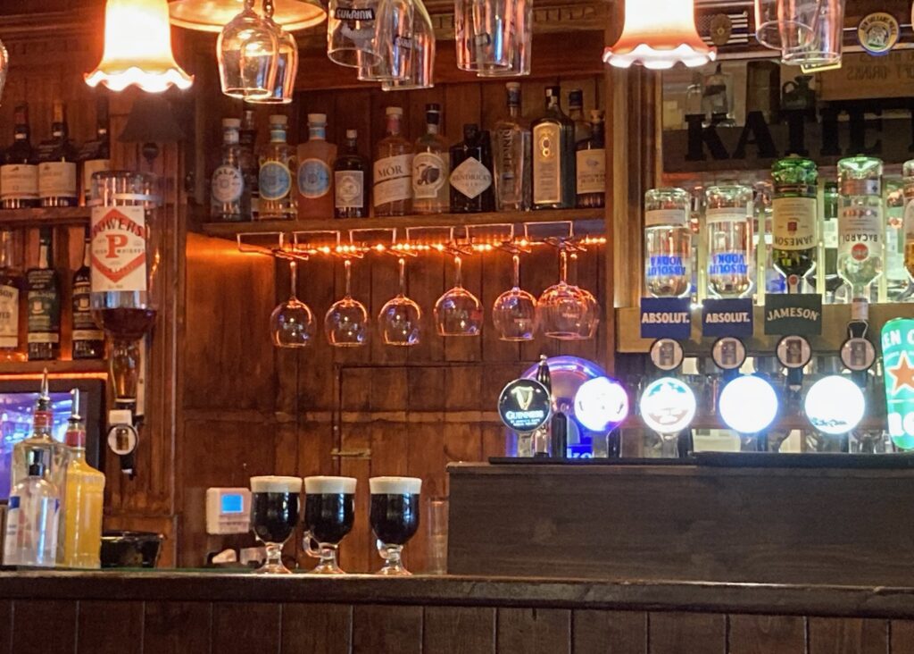 award-winning Irish coffee on the bar top at Katie Dalys Pub