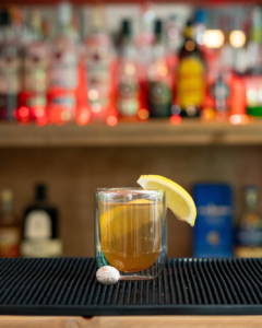 The Nutmeg Hot Toddy on a bartop