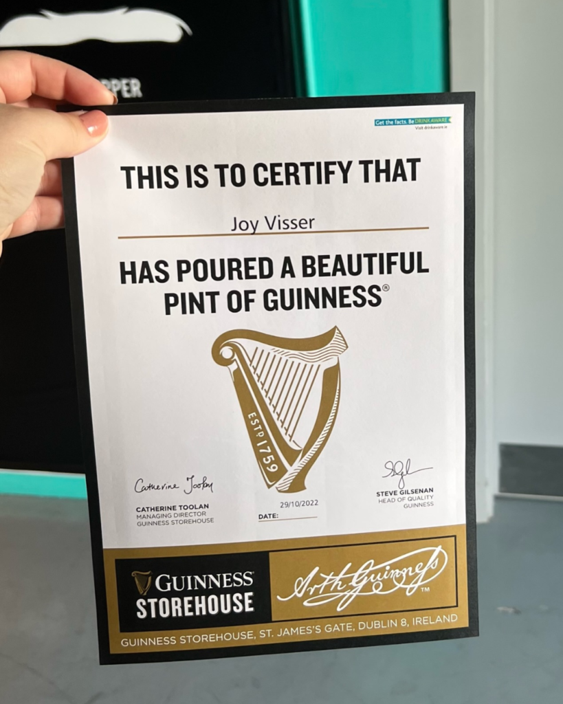 Guinness Academy Certificate.