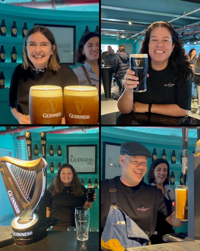 Britt, Elize, Joy & Edward proudly showcasing their pint of self poured Guinness.