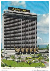 Portrait of the Hilton Hotel in Kuala Lumpur in the 70's.
