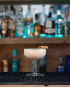 The Cinnamon Roll Martini on a home bartop