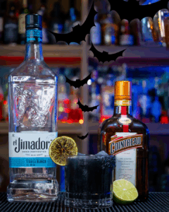 The Black Margarita on a home bartop.