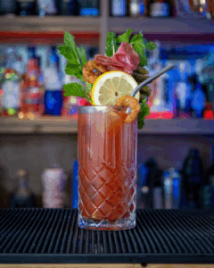 The Bloody Mary on a home bartop.