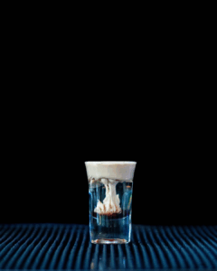 The Brain Hemorrhage Shot on a home bartop with a black background