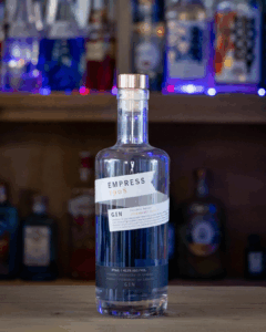 Empress 1908 Gin & Fever-Tree Elderflower Tonic Water mixed on a home bartop.