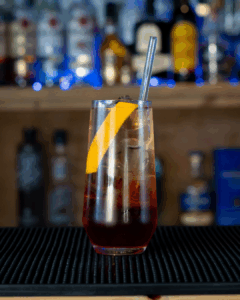 the Americano cocktail on a home bartop.