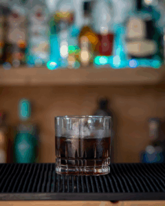 The Black Russian on a home bartop.