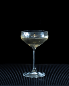 The Classic Martini on a home bartop with a black background.