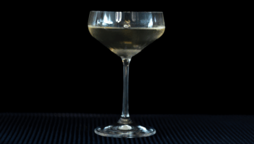 The Classic Martini on a home bartop with a black background.