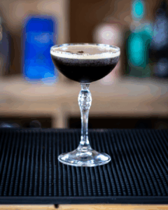 The Espresso Martini on a home bartop.