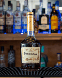 Hennessy VS bottle on a home bartop