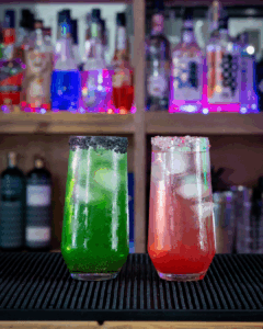 The Green Wicked Mocktail: The Elphaba Mocktail and The Pink Wicked Mocktail: The Glinda Mocktail