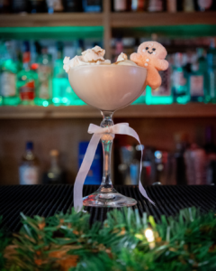 The Baileys Gingerbread Martini on a home bartop.