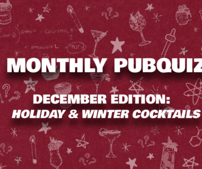 Monthly PubQuiz December holiday cocktails and winter cocktails such as Eggnog, Hot Toddy, French 75