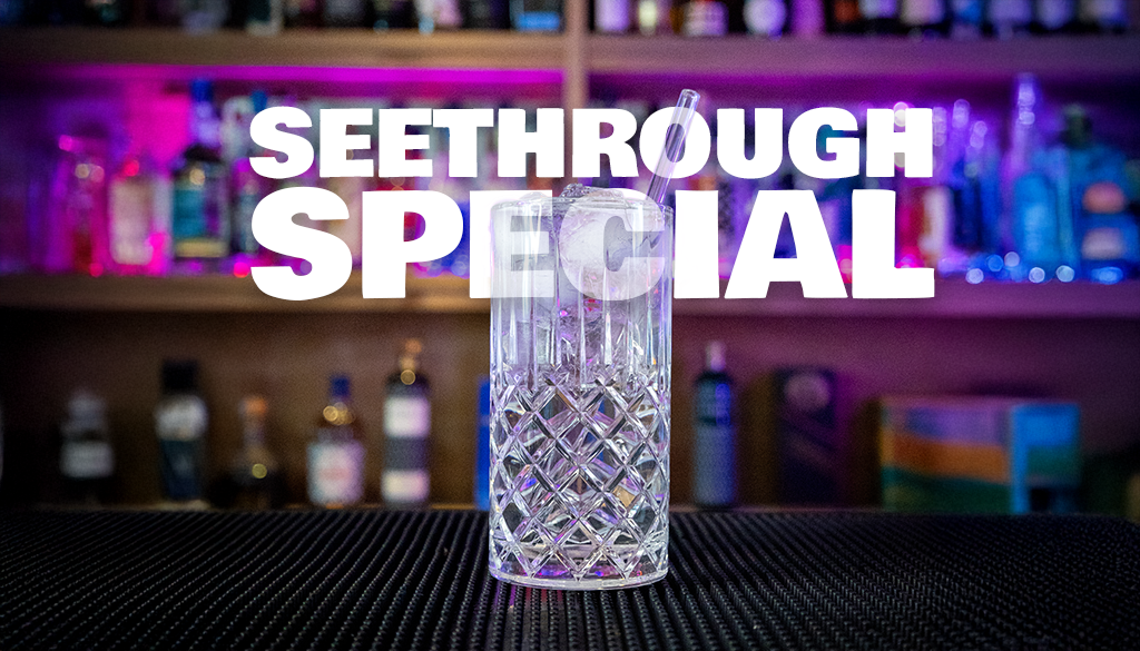 The SeeThrough Special on a home bar top with an Home Bar background