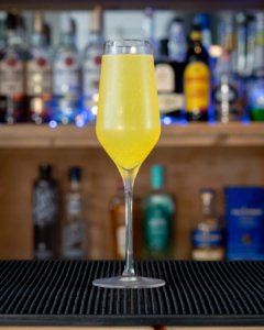 The Mimosa on a home bar top.