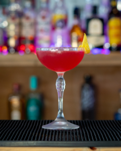The Cosmopolitan cocktail on a home bar top
