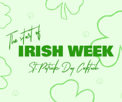 The Start of Irish week: St. Patricks Day Cocktails with Shamrock background