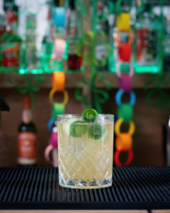 The Irish Maid cocktail on a home bar top