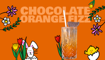 The Chocolate Orange Spritz with a little easter bunny, a little chicken in an eggshell and easter flowers